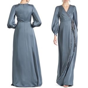 Sachin & Babi NEW Dorthea Satin Crepe A-line Gown in Gunmetal Gray $895 - Size 4